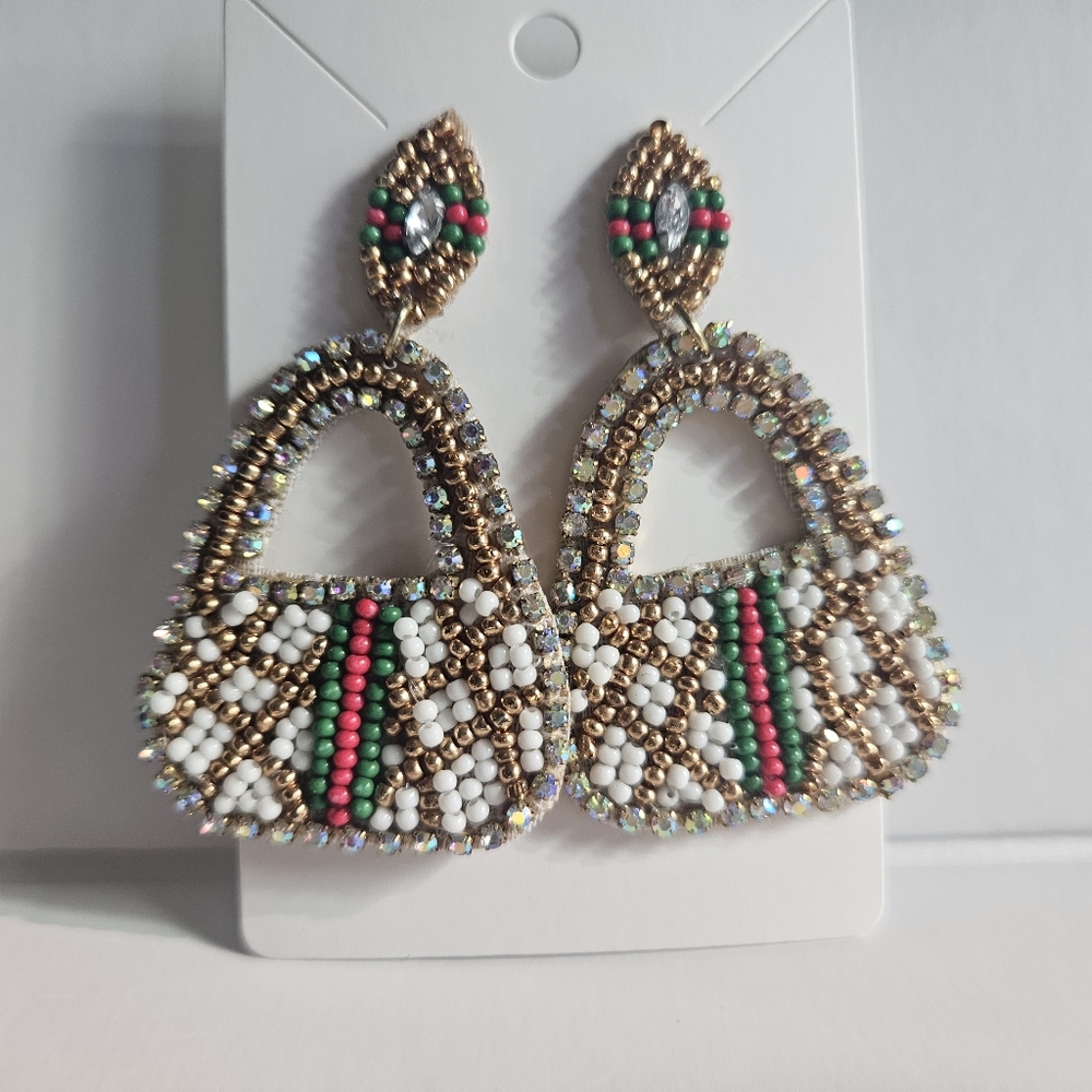 Seed beaded Statement Earrings - Picture 5 of 8